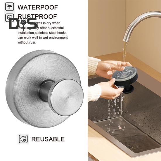 4 шт. настенных крючков, нержавеющих, устойчивых к коррозии, легко устанавливаемых, из нержавеющей стали, водонепроницаемых, с присоской, не требующей сверления, крючков для халатов и пальто