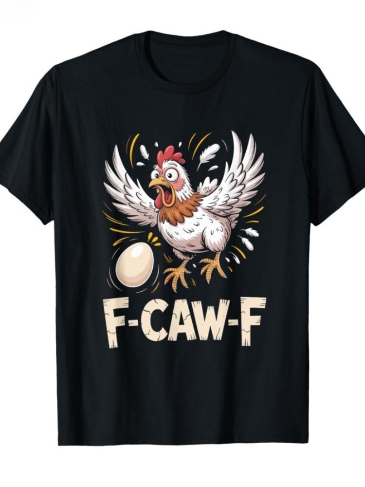 Смешная футболка с курицей Летняя мужская женская FCAWF Графическая футболка Юмористическая уличная одежда С коротким рукавом Повседневный Оверсайз Топ