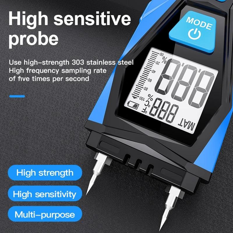 Измеритель влажности древесины, настенный тестер воды, точный ЖК-цифровой измеритель влажности, двухконтактный гигрометр, детектор бетона, цемента, кирпича