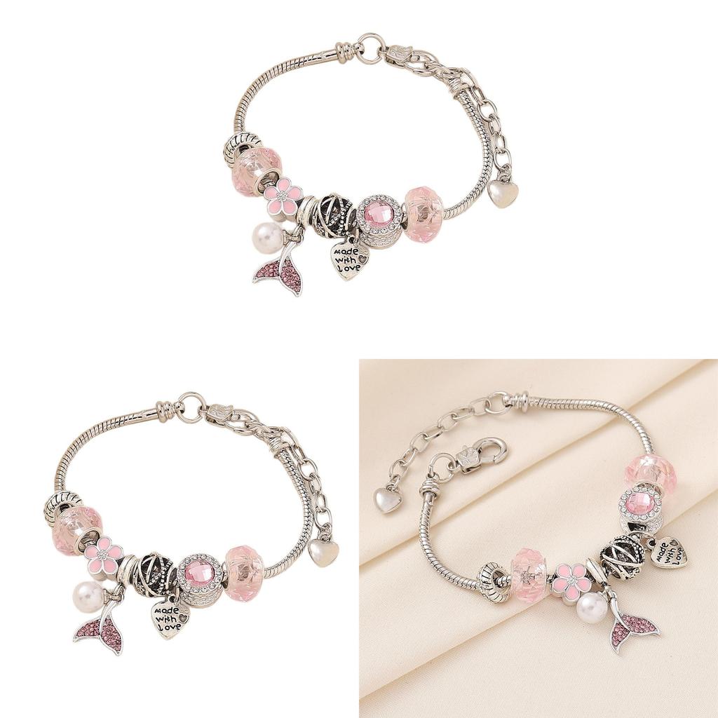 Mermaid Tail Beaded Bracelet With Crystal Accents For Girls Giftgiving