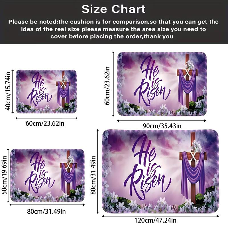 He Has Risen Easter Doormat - Religious Non-Slip Flannel Floor Mat for Entryway - Washable Holiday Decoration Welcome Carpet