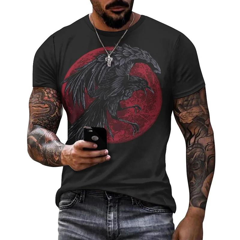 Punk Crow 3D Printed T-Shirt Dark Mighty Raven T Shirt For Men Casual Streetwear Women Tees Casual Birds Graphic Oversized Tops