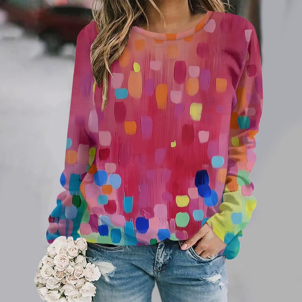 Осень и зима новая мода круглый вырез длинный рукав с принтом элегантная повседневная свободная толстовка