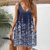 Women's Casual Sundress With Pockets Summer Boho Beach Dress Floral Blouses For Women T-Shirts Dress V Neck Loose Tank Dresses