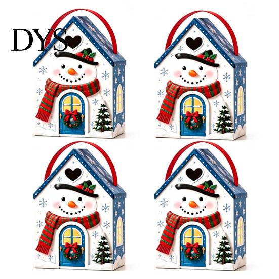 Reusable Holiday Gift Packaging Christmas House Box with Handle, 3D Gingerbread/Santa Claus/Tree/Snowflake Candy Snack Containers for Parties