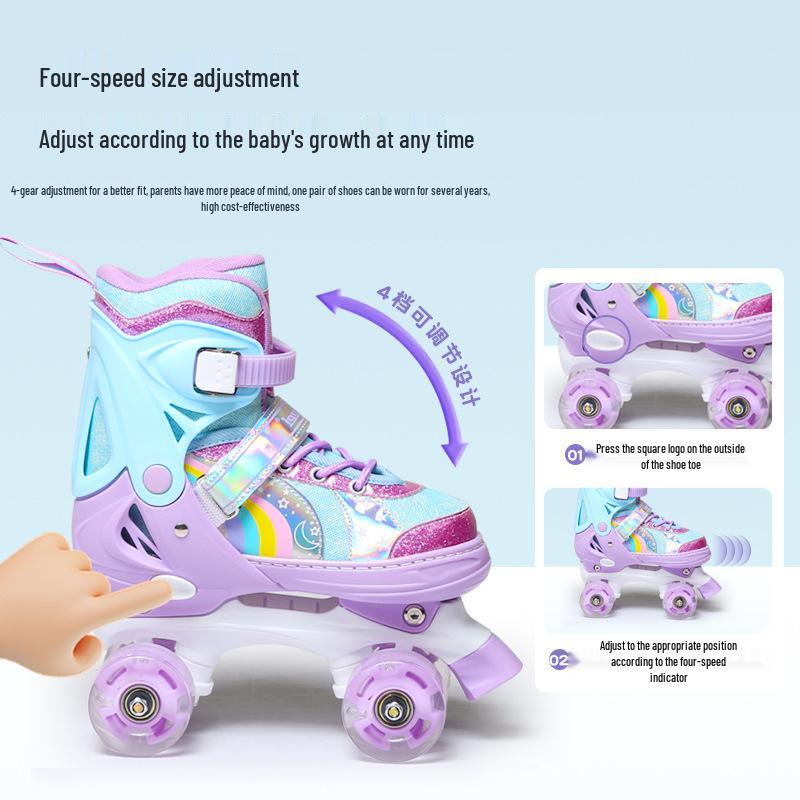 Colorful Double-Row Flashing Inline Roller Skates for Kids Ages 2-12