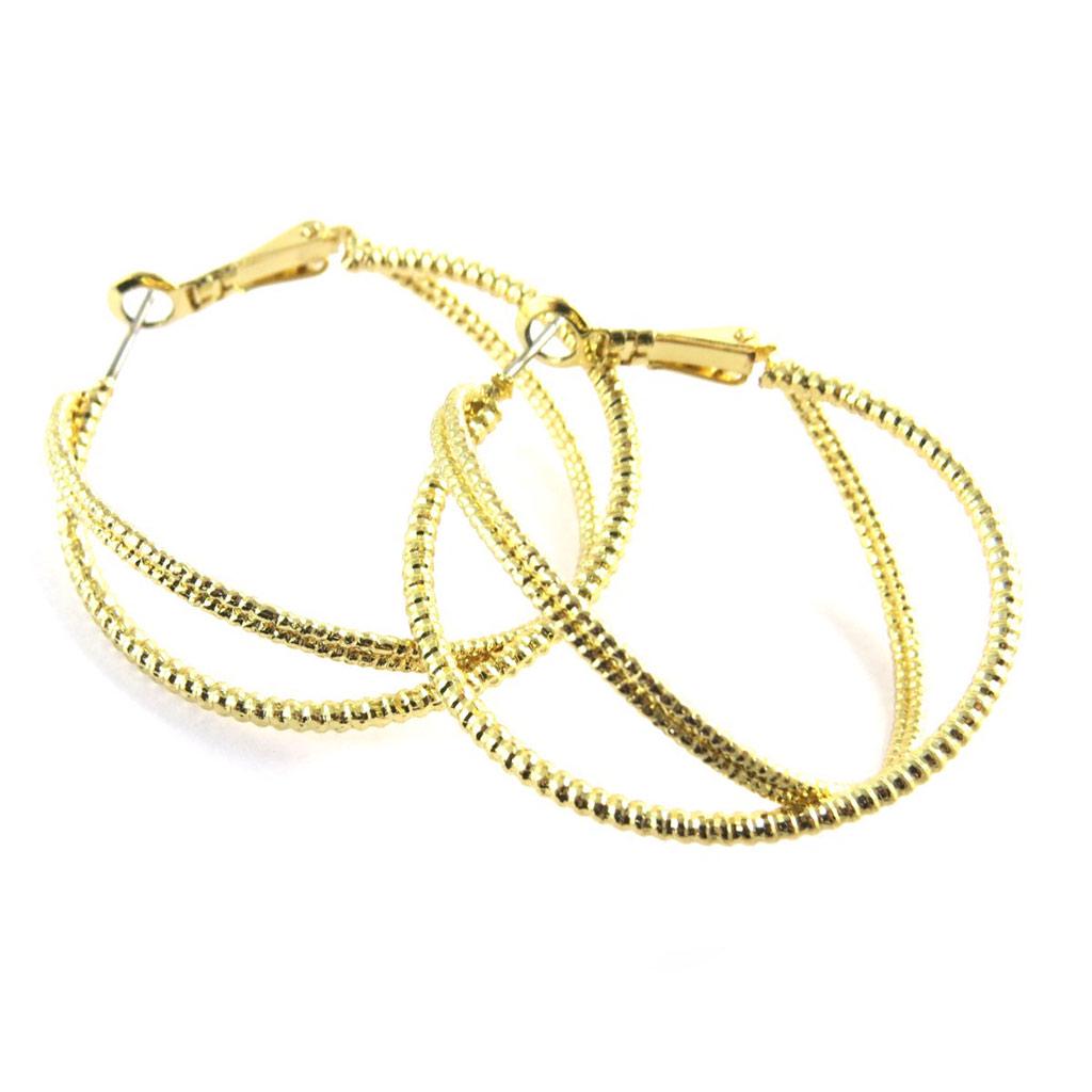 Les Trésors De Lily [N6293] - Gold 'Choreography' Hoop Earrings Ø 40 Mm 15 Mm