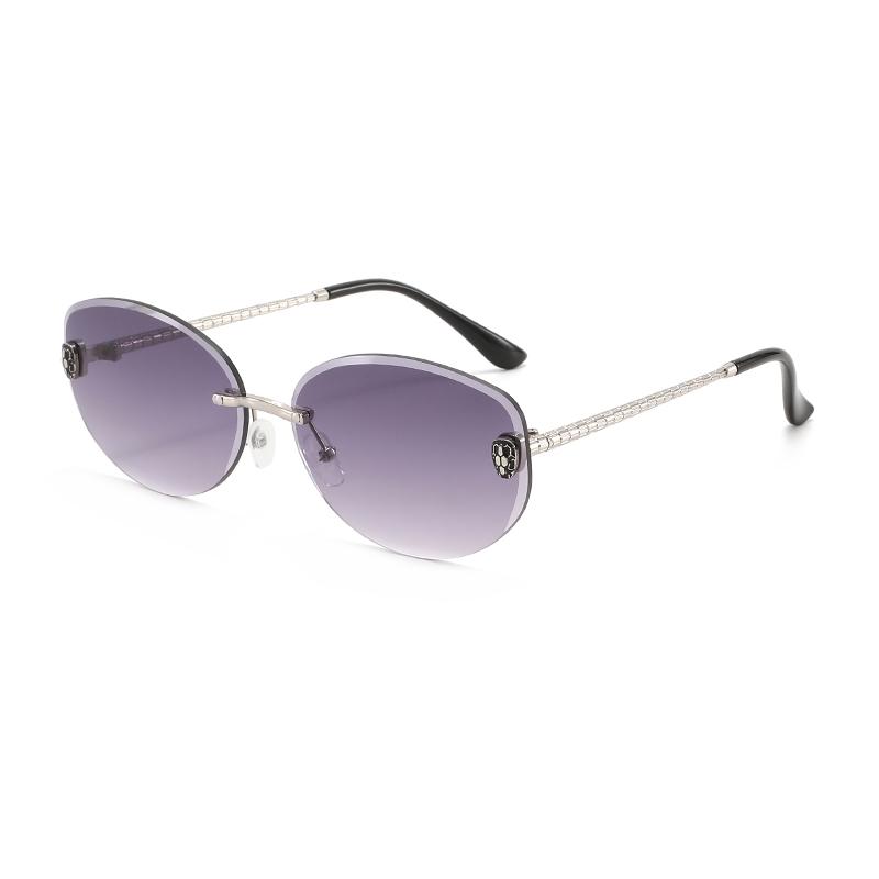 Metal Men Women Frameless Oval Sunglasses Fashion Trendy Eyewear Outdoor Street Photography Sunscreen Sunshade Glasses