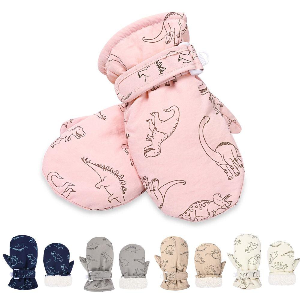 Thickened Fleece Kids Gloves Plush Baby Mittens Cartoon Skiing Snow Gloves Girls Boys