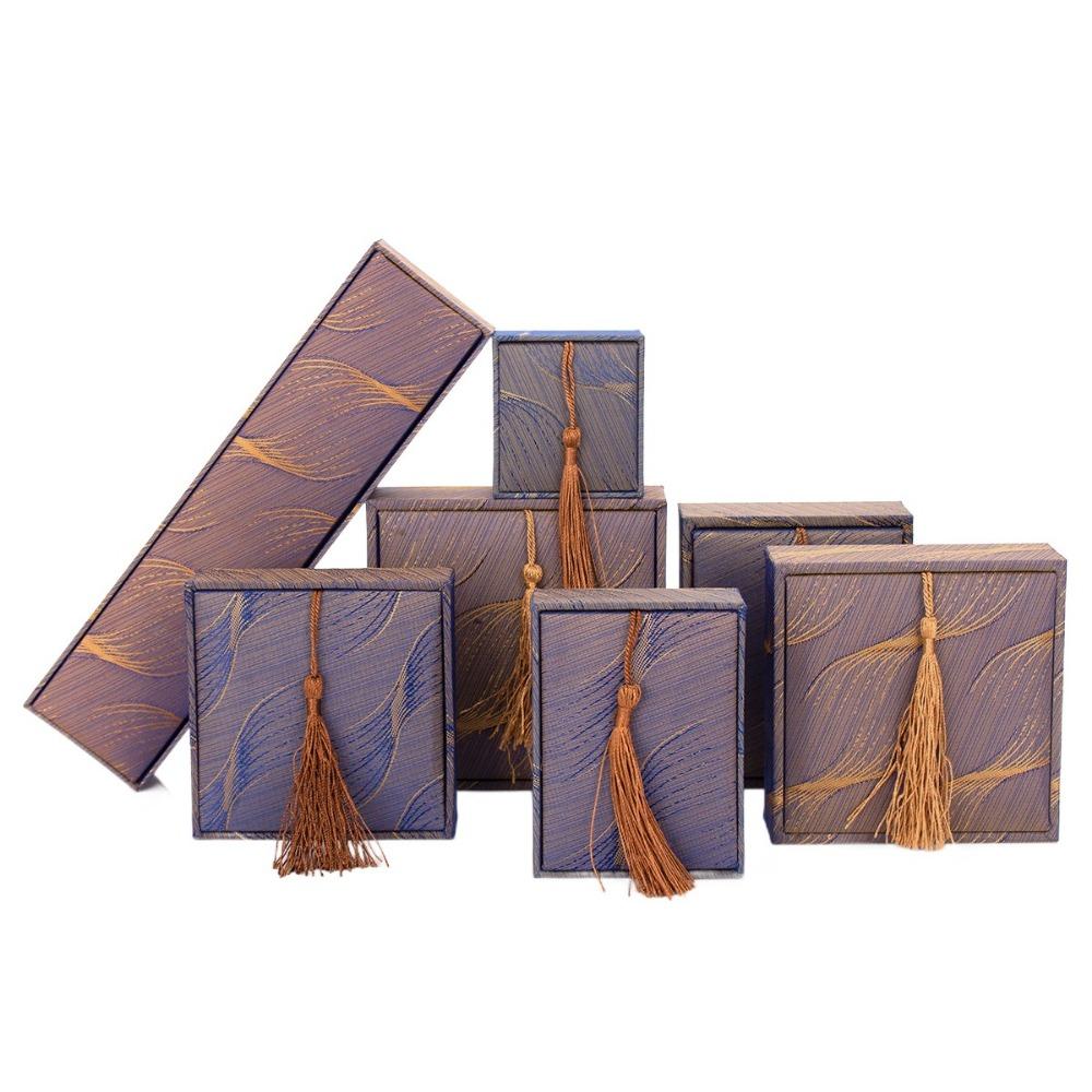 Linen Jewelry Packaging Box Chinese Style Jewelry Display Box Bracelet Storage Box Necklace