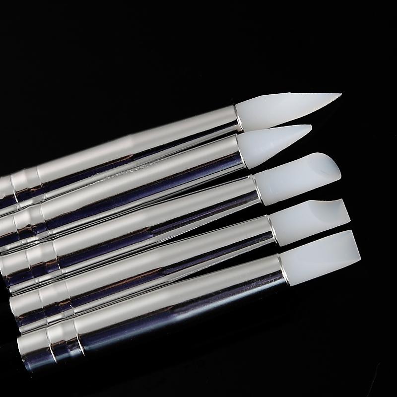 5 шт. мягкий силиконовый дизайн ногтей ручка-кисть для резьбы скульптура УФ-гель украсить ногти DIY инструменты