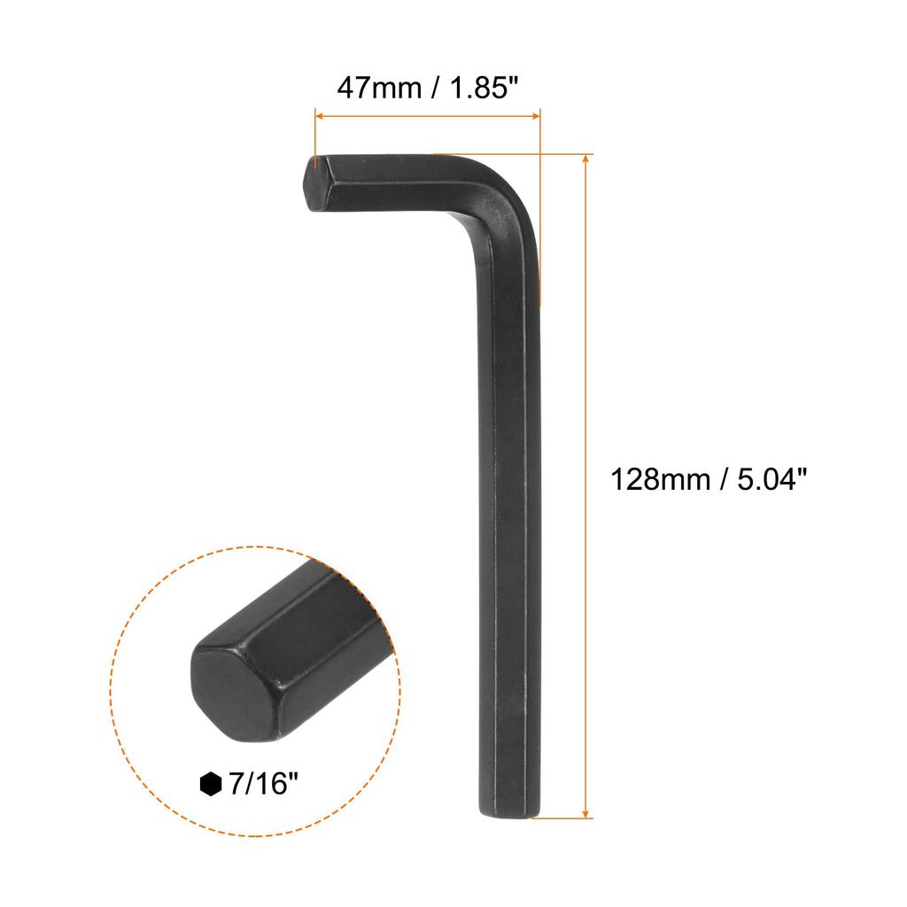 uxcell Hex Wrench Alloy Steel Hex Repair Tool for Tightening and Removing Assembly of and Bicycle Black 10-Piece Set, 7/16" L-Shaped Keys, Long,