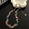 Винтажное винтажное ожерелье с инкрустацией из цветных драгоценных камней в стиле тяжелой промышленности для женщин, преувеличенная индивидуальность, атмосферные серьги, ожерелье, цепочка для свитера