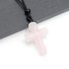 Natural Crystal  Woven Cross Religious Cross Christian Natural Crystal Necklace Cross Necklace for Thanksgiving Gift