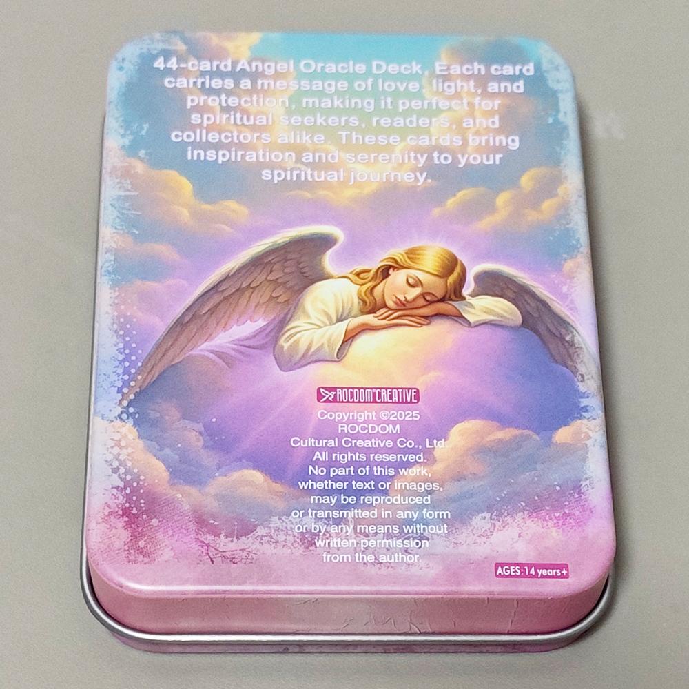 Angels Guidance Oracle Deck 11.5*8cm - 44 Cards with Guidebook, Inspirational Divination Cards in Tin Box for Spiritual Growth