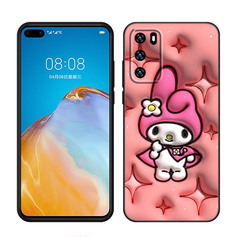 Милый черный силиконовый чехол My Melody для телефона Huawei P10 P20 P30 P40 Lite P50 P60 Art P50E P Smart Z 2018 2020 2021 Pro 2019
