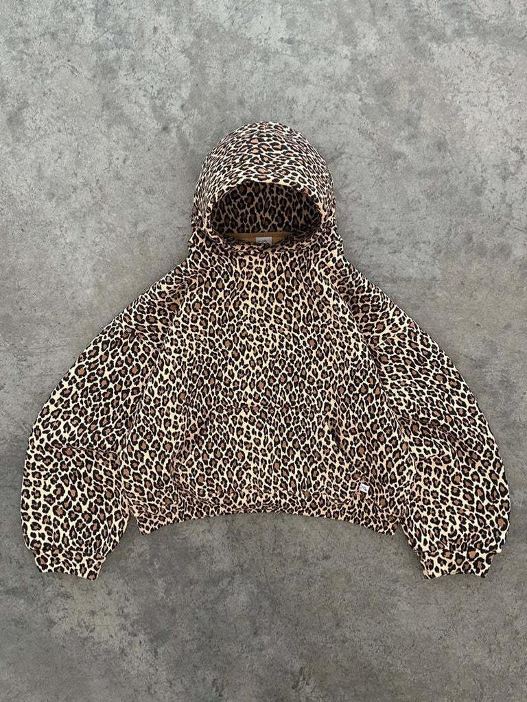 Y2K Retro Leopard Print Hooded Sweatshirt - Unisex Harajuku Hip-Hop Style Pullover