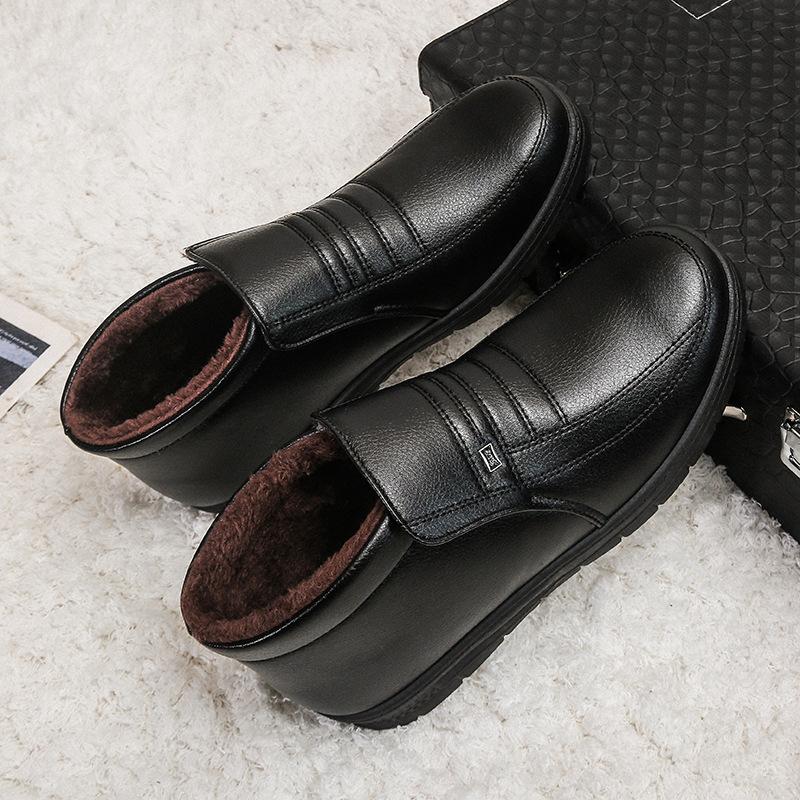 Хлопковая обувь мужская хлопковая обувь зимняя теплая утолщенная зимняя обувь повседневная мужская хлопковая обувь деловая обувь с высоким берцем хлопковая кожаная обувь