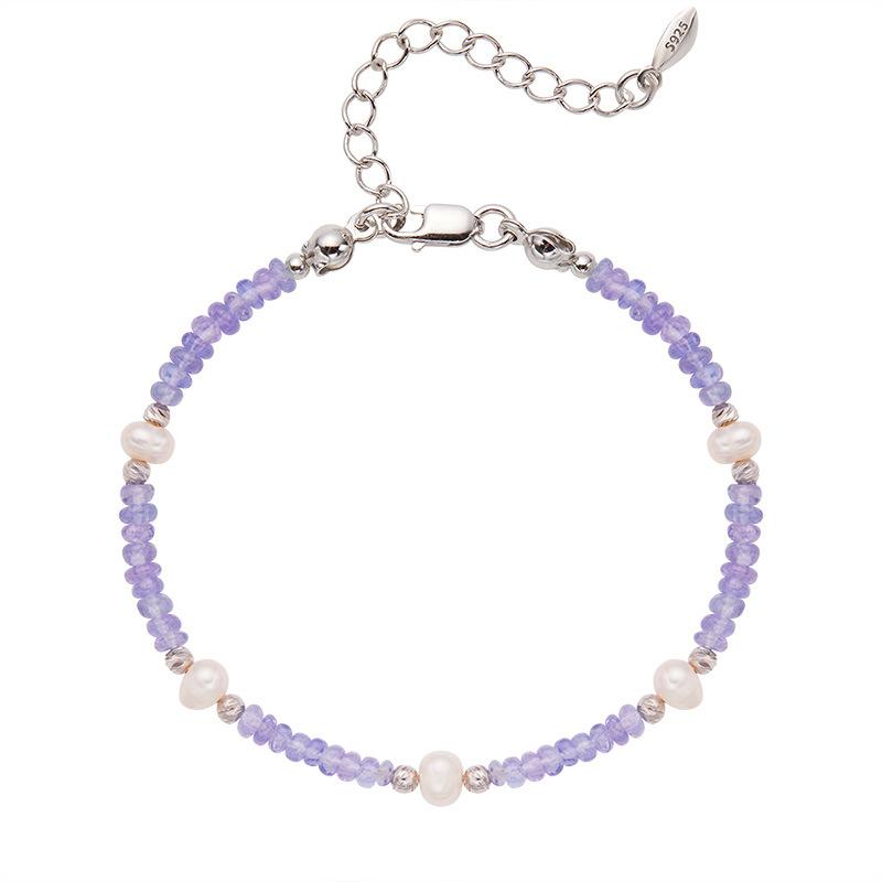 Натуральный драгоценный камень Танзанит Бусы Ожерелье Женское S925 Стерлинговое Серебро Цветные Украшения Xiaohongshu Wechat Каналы