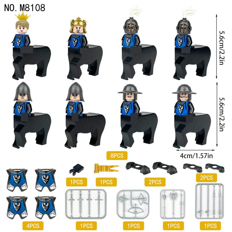 Средневековые фигурки кентавров-солдат, строительные кубики, армия рыцарей, король, королева, аксессуары, замок, военные блоки MOC, набор оружия, игрушки