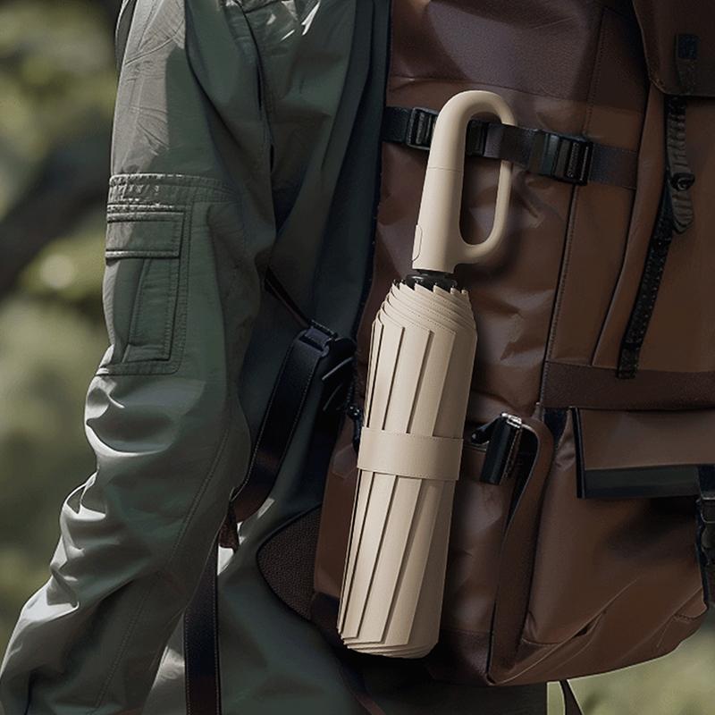 Полностью автоматический зонт, складывающийся в обратном направлении, с ветрозащитной светоотражающей полосой, УФ-зонты для мужчин и женщин, ручка-карабин для путешествий