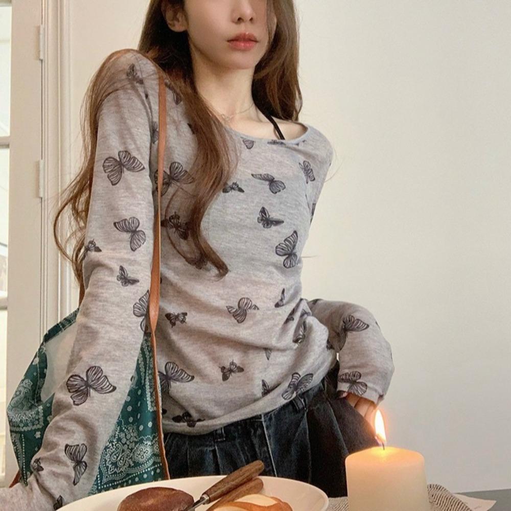 Y2k Long Sleeves T Shirts Ins Bottoming Shirts Women Fashion Sheer Tops  Girls