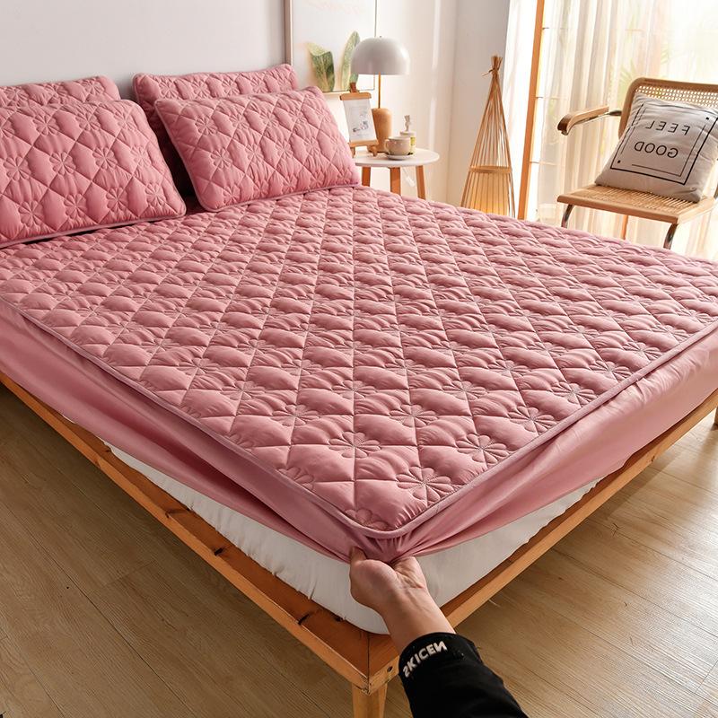 1PC Quilted Cotton Bed Sheet, Urine Resistant Waterproof Bed Cover, Soft Bedding,Non Slip Thick Mattress Cover, Dust-proof Protective Cover