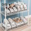 2Pcs Double Layer Shoe Tray Storage Holder Height Adjustable Anti-Slip Design Strong Load-bearing High Heels Shoe Organizers