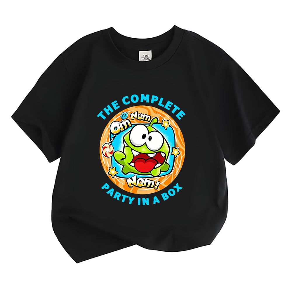 Горячая игра The Rope Om Nom Лягушка Детская Мультяшная Футболка Хлопок Детская Футболка Милые Мальчики Девочки Топы Круглый Вырез Короткий Рукав Летняя Малыш