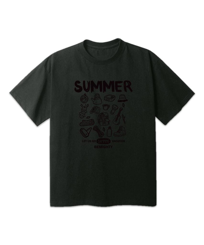 BEMIGHTY Summer Camp Oversized Short Sleeve T-Shirt [Oatmeal] (B Type)