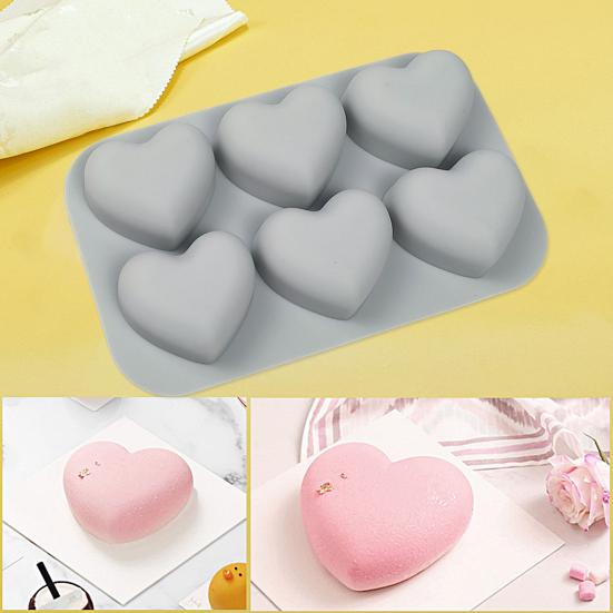 Форма для торта 6 полостей в форме сердца для еды, легко вынимается, не липнет, украшение для торта, гибкая ARI