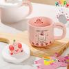 Mug Cute Cup with Lid Ceramic Breakfast Couple Coffee Cup Girl Creative Office Water Cup Straw Cup