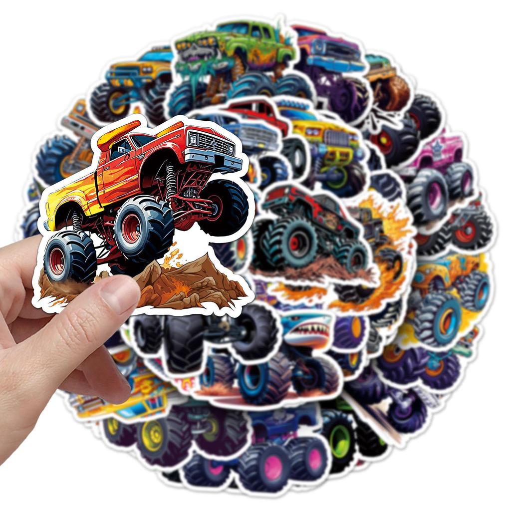 50 наклеек с монстр-траками и машинами Бигфут: Креативные граффити для наушников, компьютеров и багажа