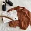 2-7Y Children's Cotton Coat 2024 Spring Boys Girls Japanese Embroidered Flip Collar Jacket Baby Short Zipper Autumn Shirt