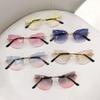 Cat Eye Rimless Sunglasses Women Men Frameless Eyeglasses Fashion Gradient Sun Glasses UV400 Shades Protection Goggles