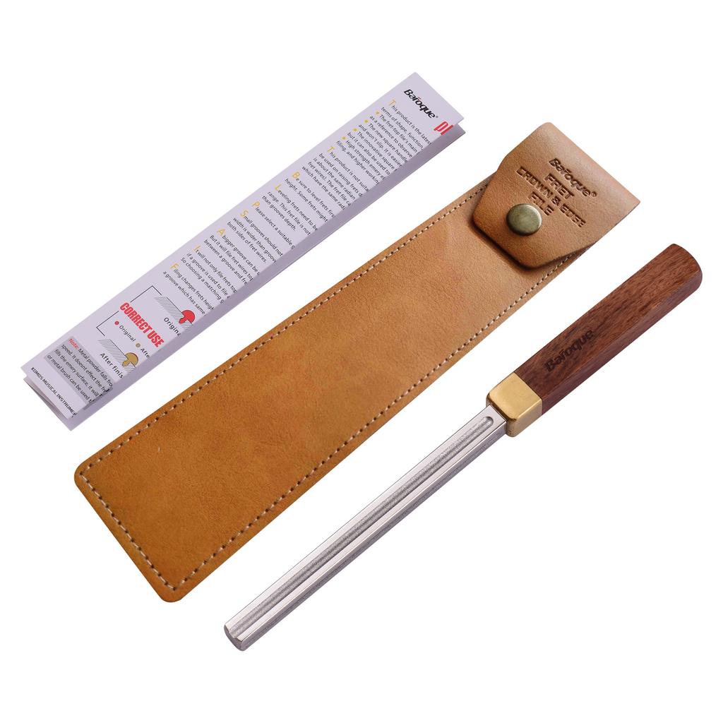 Baroque CD-20 Square Guitar Fret Dressing Metal File with 3 Carborundum Slots Wooden Handle Guitar