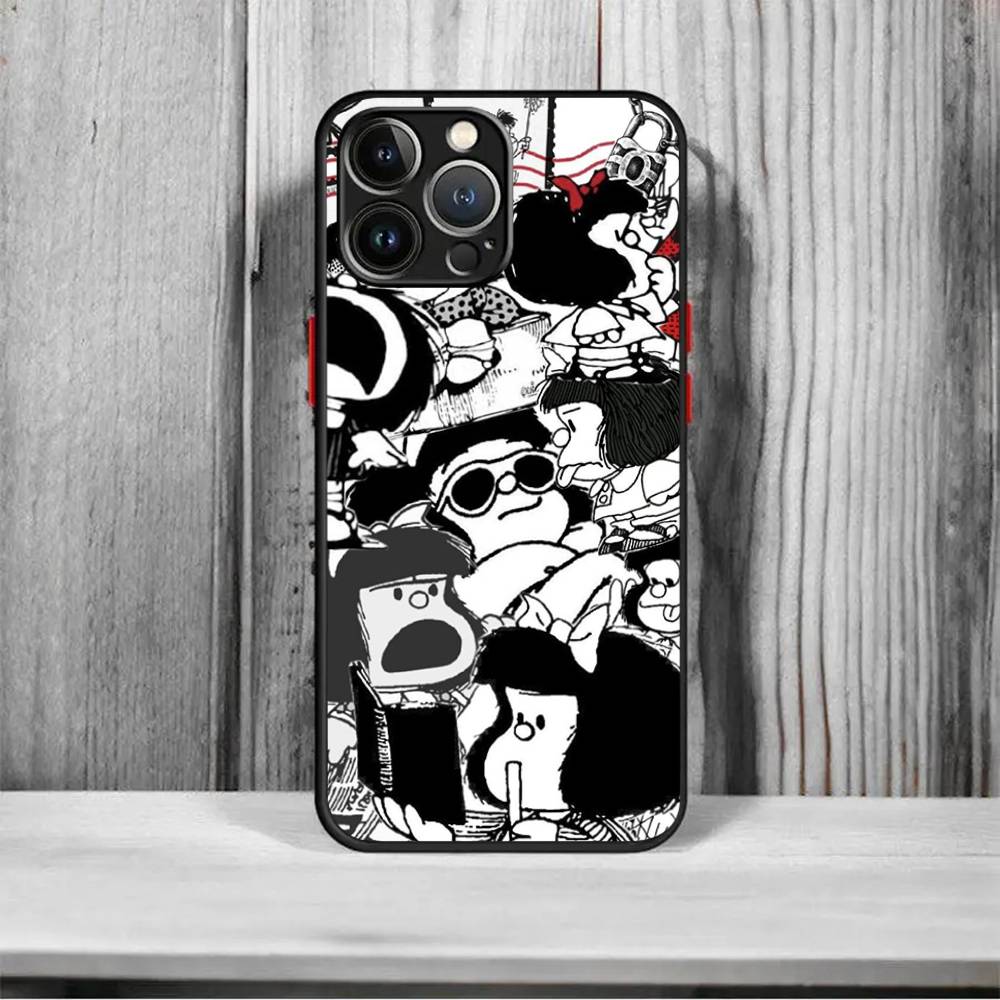 Hot Mafalda Cover For iPhone X XR XS 11 12 13 14 15 16 pro MAX mini Phone Case Matte shockproof
