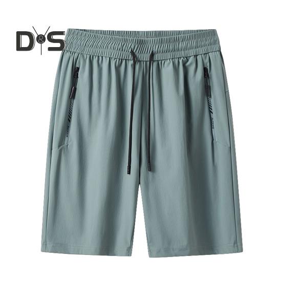 Мужские шорты с эластичным поясом, средней посадкой, дышащие шорты с карманами, быстросохнущие, тонкие шорты для отдыха из ледяного шелка