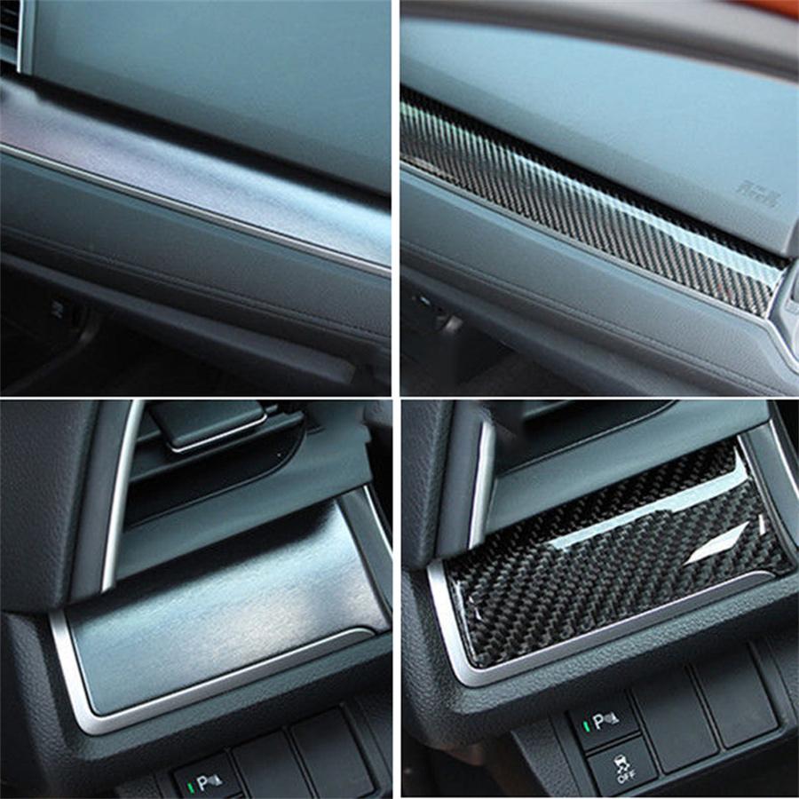 Carbon Fiber Center Dashboard Console Cover Trim Sticker For Honda Civic 2016-19 RHD
