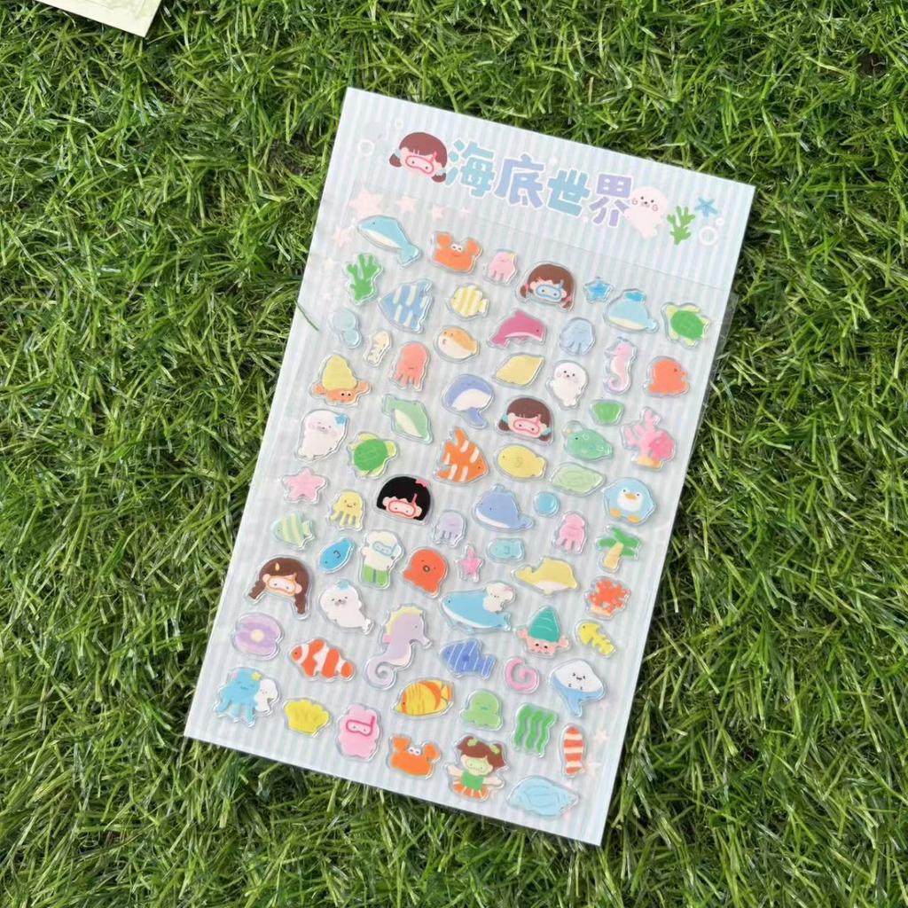 Cute Transparent Cartoon Sushi Burger Stickers for Scrapbook Phone Case Personalized DIY Decoration 1pc Arts Crafts