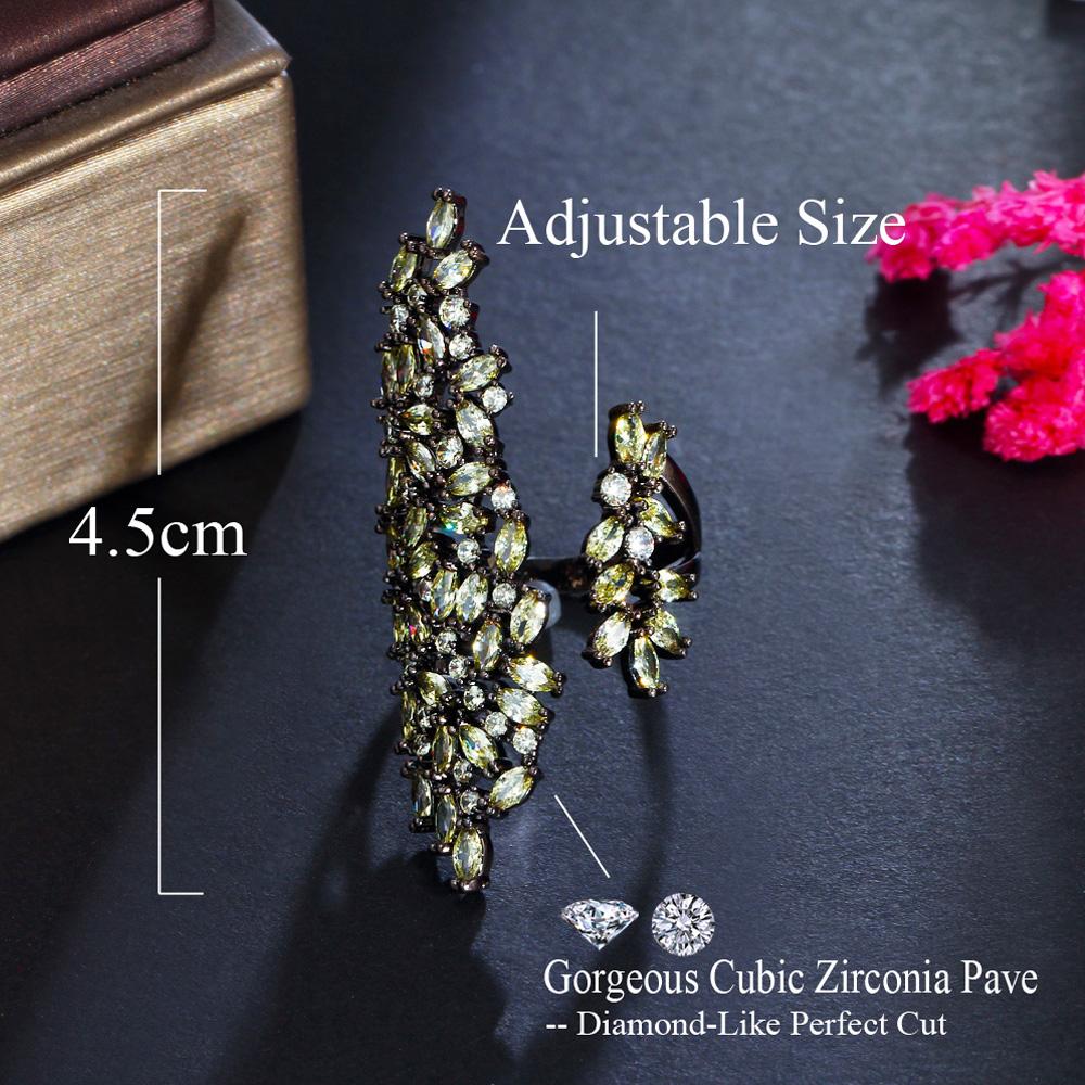 Ювелирные изделия CMM, уникальный дизайн, блестящие оливково-зеленые кольца с кубическим цирконием, роскошные большие регулируемые кольца для женщин