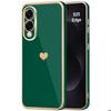 Case for Samsung Galaxy S25 Edge - BOOLING - Silicone with Heart Pattern Shockproof Protection Night Green