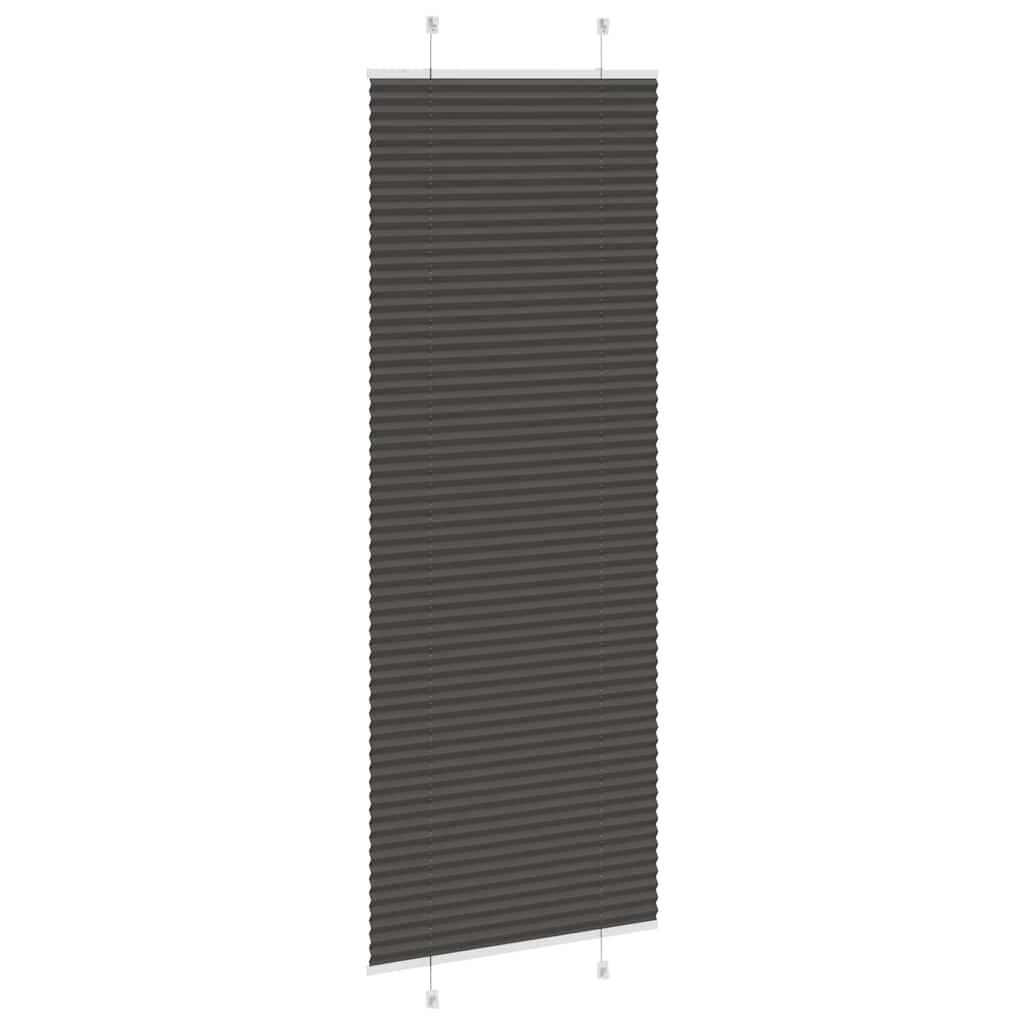 Roleta Plisowana Czarna 75X200 Cm Szerokość Tkaniny 74,4 Cm
