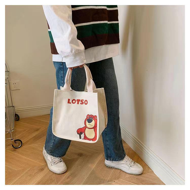 Женская маленькая холщовая сумка-тоут: Ланч и сумочка в японском и корейском стиле для работы или учебы