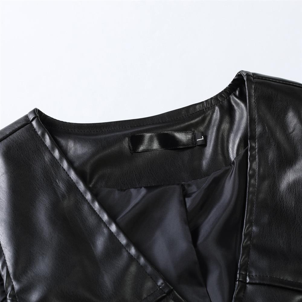 Мужской однобортный кожаный жилет европейского стиля осень/зима 2023 года — повседневный стиль