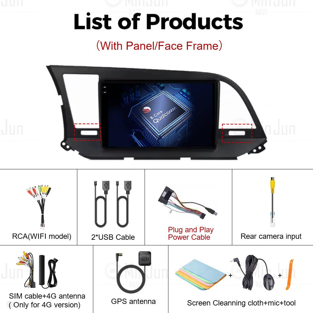 Android 14 Qualcomm Car Radio для Hyundai Elantra 6 2016-2018 Мультимедийный Видеоплеер Стерео Сенсорный Экран WIFI 4G Навигация GPS