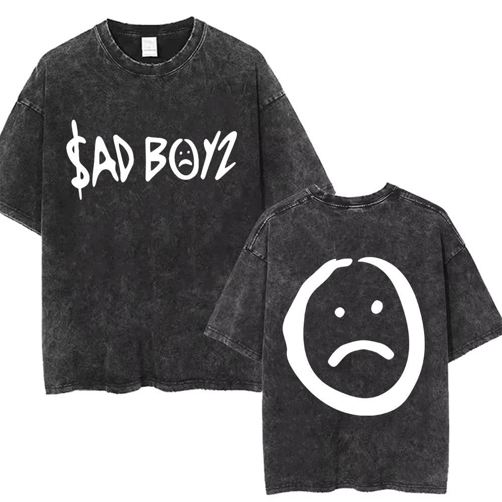Singer Junior H Sad Boyz Washed Vintage Tshirt Summer Men Women Casual Fashion Oversized TShirt Mens Hip Hop Aesthetic T Shirt