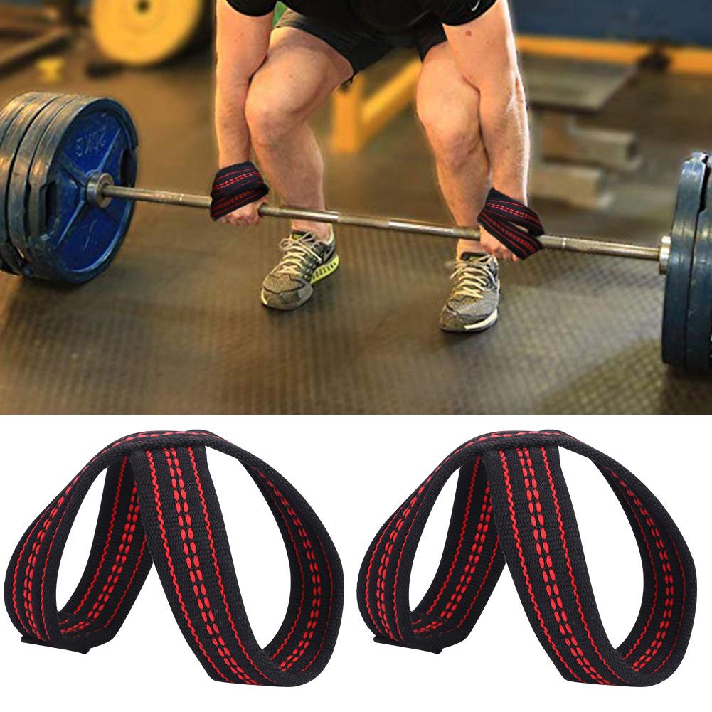Soft Nylon and Spandex Figure 8 Weight Lifting Straps Gym Training Support Hand Protective Sleeves (M)