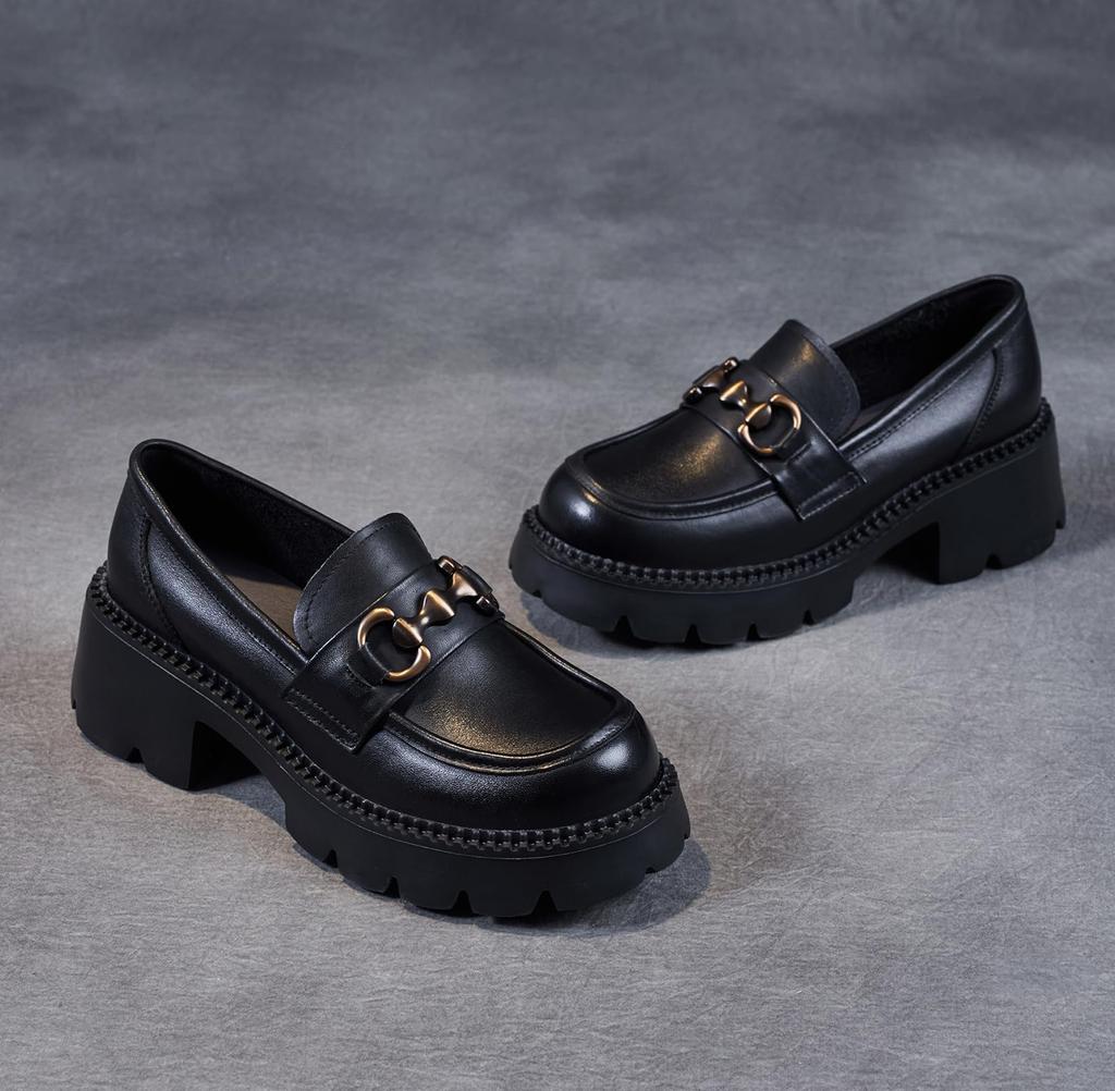 Подлинные толстые толстые высокие красивые легкие кожаные [ZUYEE] женские мокасины, кожа, каблук, подошва, усилитель, ноги, для поездок на работу, в школу, для прогулок, обувь,