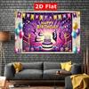 2D Purple Glitter Gymnast Birthday Backdrop Teen Girls Sport Party Decor Background Cloth